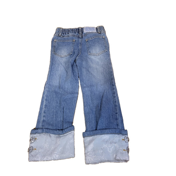 Mary-Kate and Ashley Girls Jeans Size 4 Sparkle Cuff Rhinestone Denim Pants Y2K - Picture 12 of 14